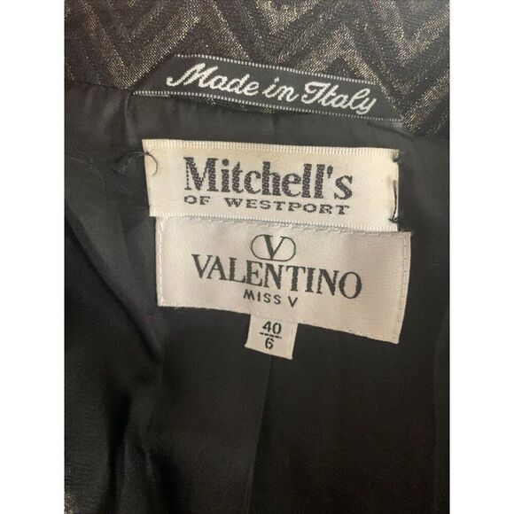 Valentino Authentic Vintage Black Silver Striped Blazer Jacket IT 40 US 6 Small - Picture 5 of 8